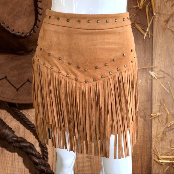 SHEIN Dresses & Skirts - SHEIN WESTERN FRINGE STUDDED SKIRT. WOMEN’S SIZE SMALL